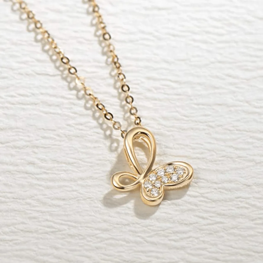 FANCIME "Valerie" Infinity Butterfly 18K Yellow Gold Necklace