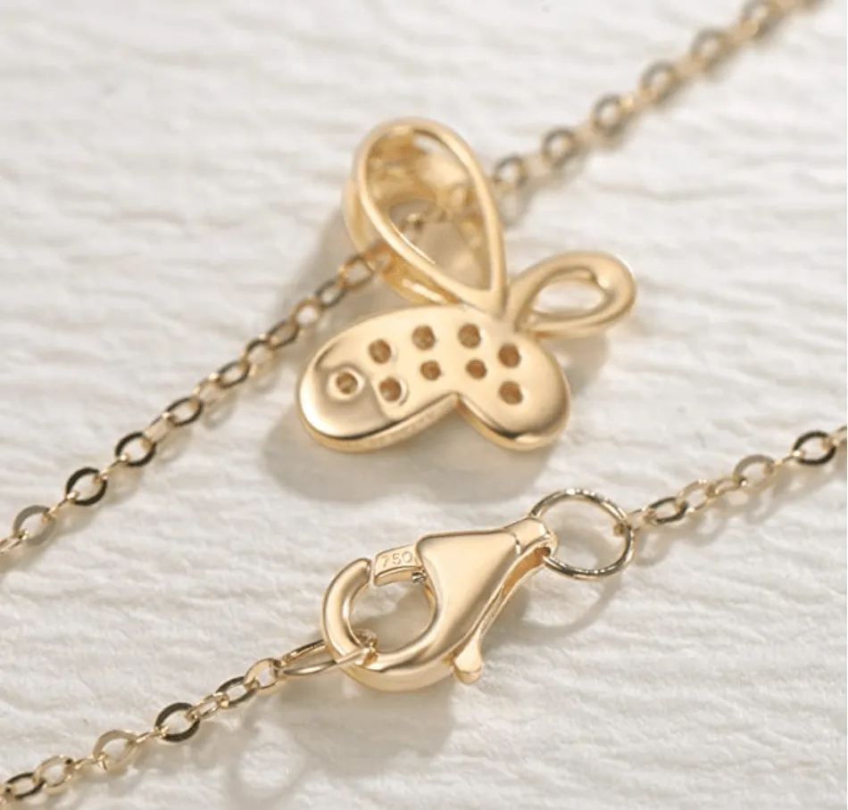 FANCIME "Valerie" Infinity Butterfly 18K Yellow Gold Necklace