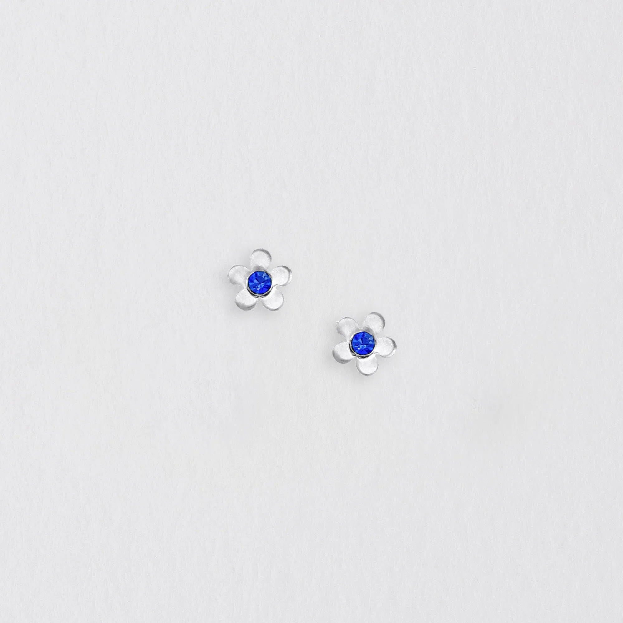Flower Blue Crystal Silver Stud Earrings - Elegant Gift for Any Occasion