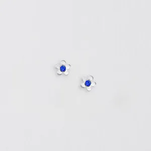 Flower Blue Crystal Silver Stud Earrings - Elegant Gift for Any Occasion