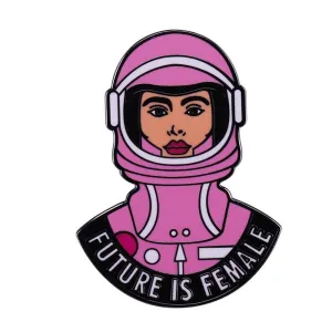 Future Is Female astronaut Enamel Pin