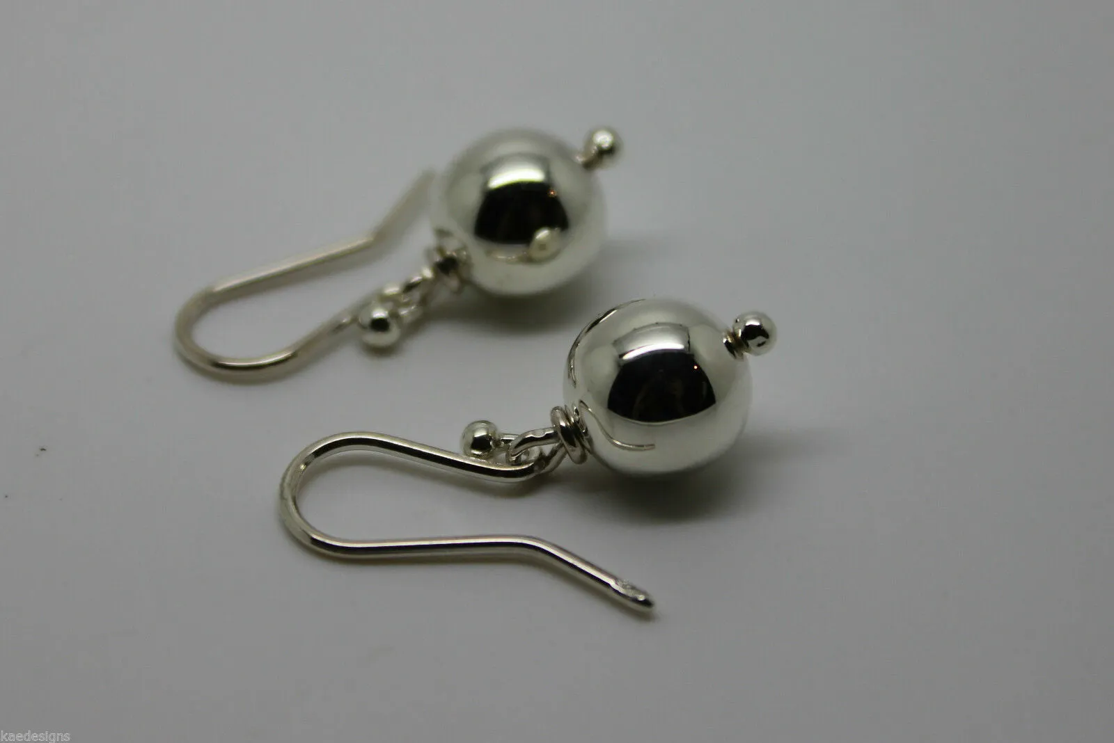 Genuine Sterling Silver 10mm Wide Ball Hook Earrings