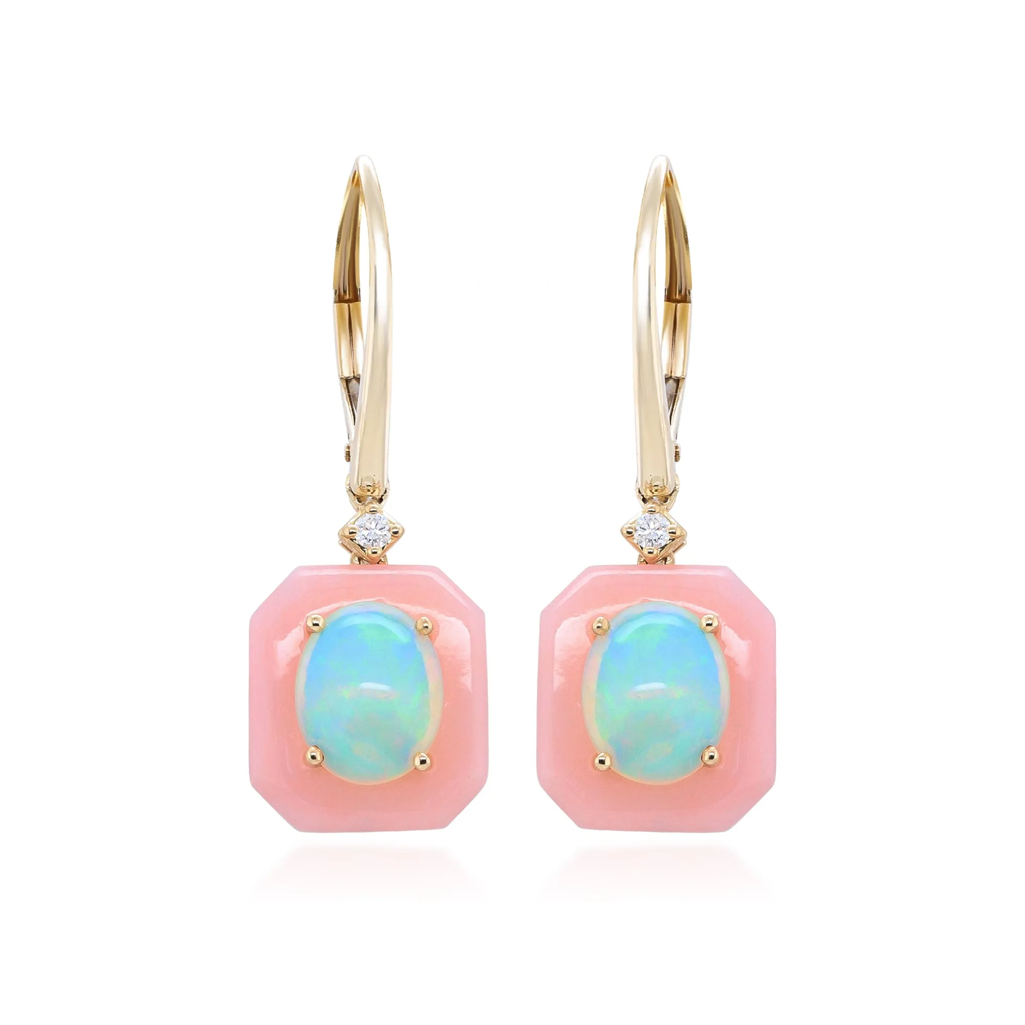 Gin and Grace 14K Pink Opal Earring, Pendant and Ring Set