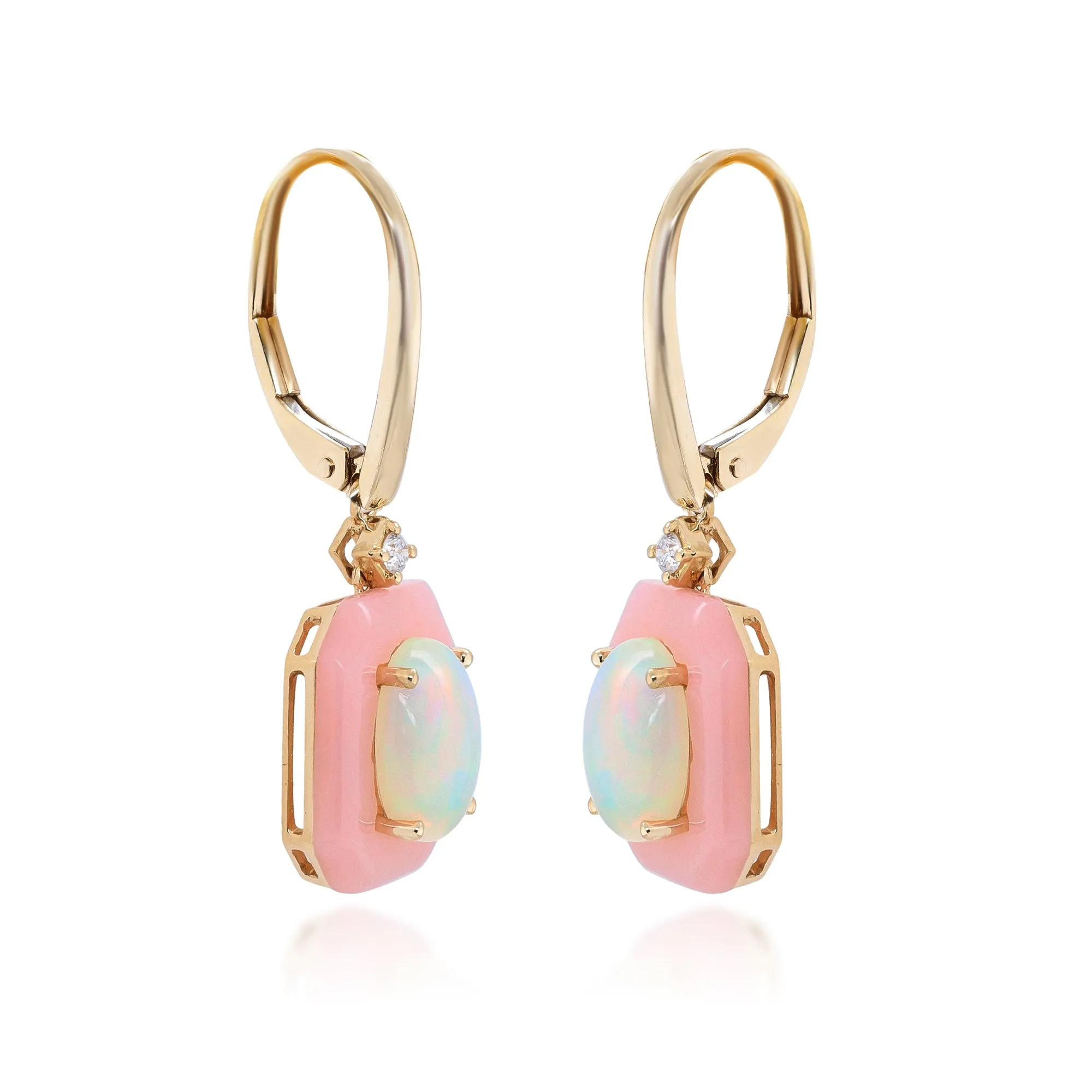 Gin and Grace 14K Pink Opal Earring, Pendant and Ring Set