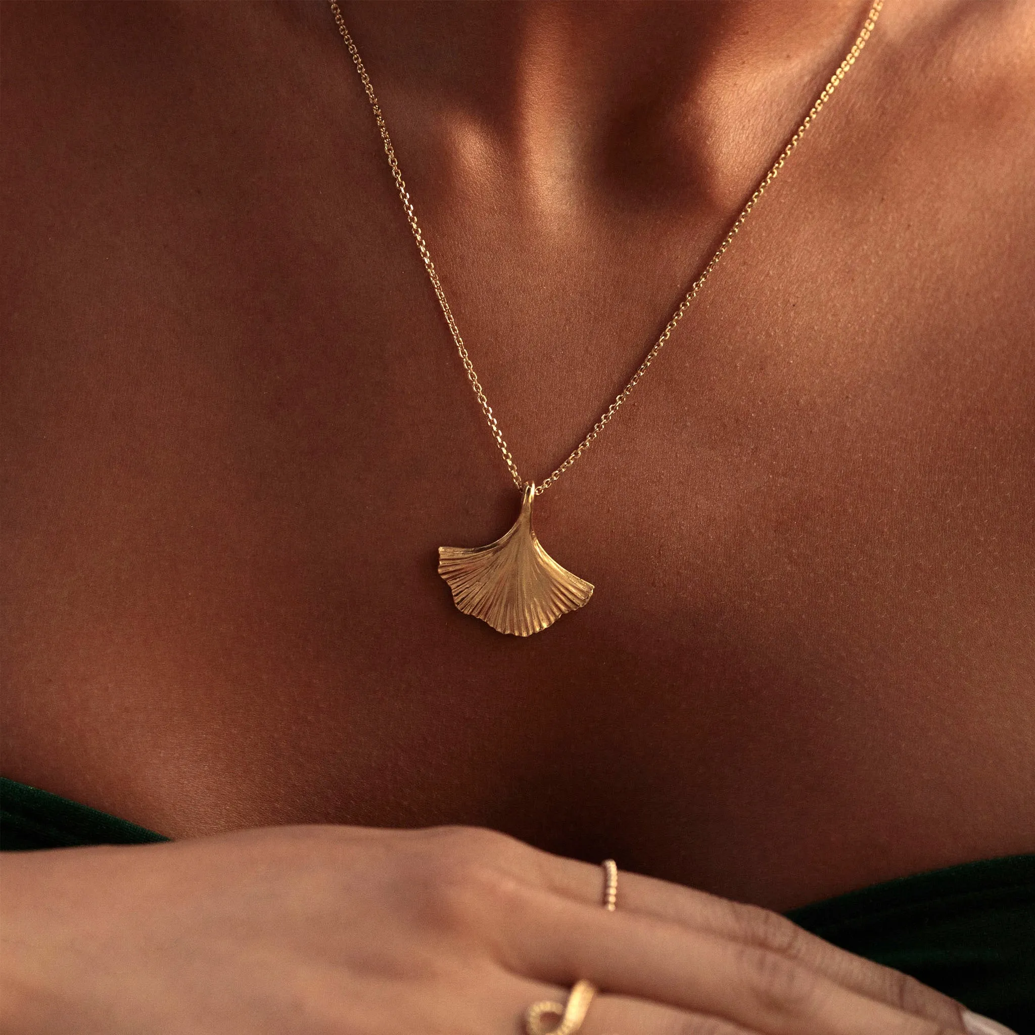 Gold Ginkgo Pendant