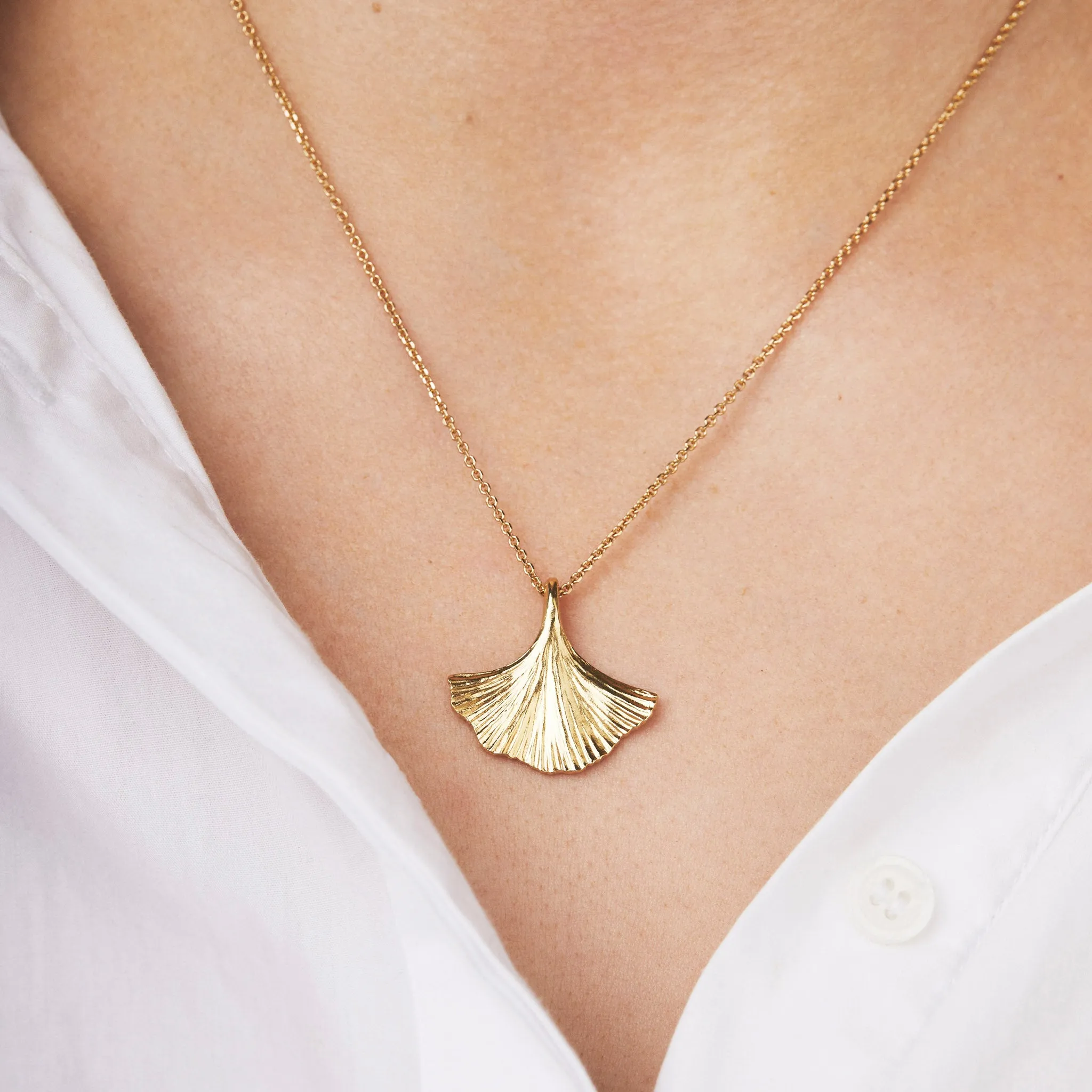 Gold Ginkgo Pendant