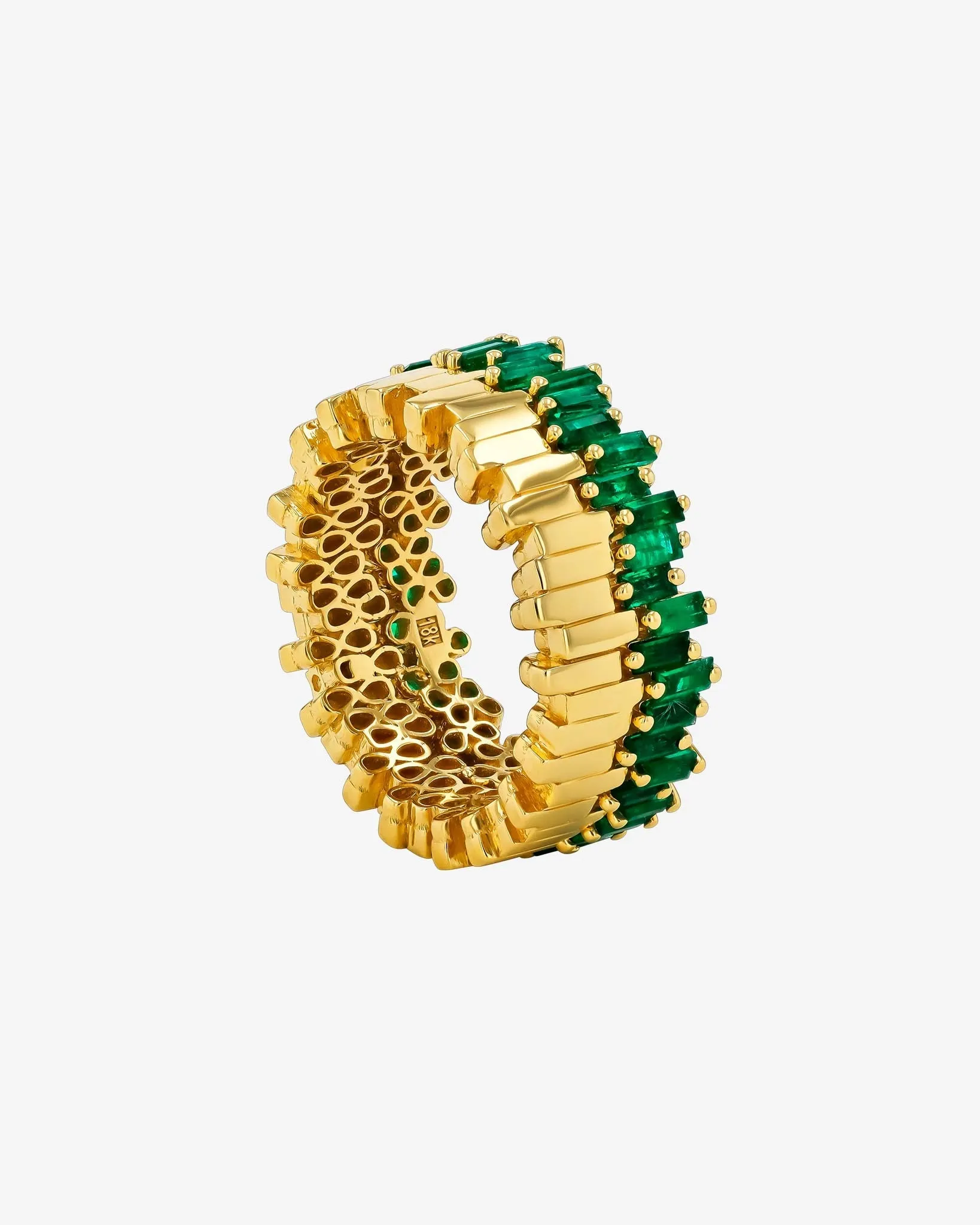 Golden Midi Stacker Emerald Eternity Band