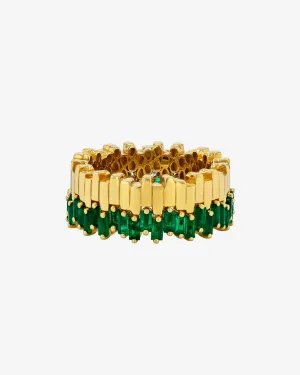 Golden Midi Stacker Emerald Eternity Band