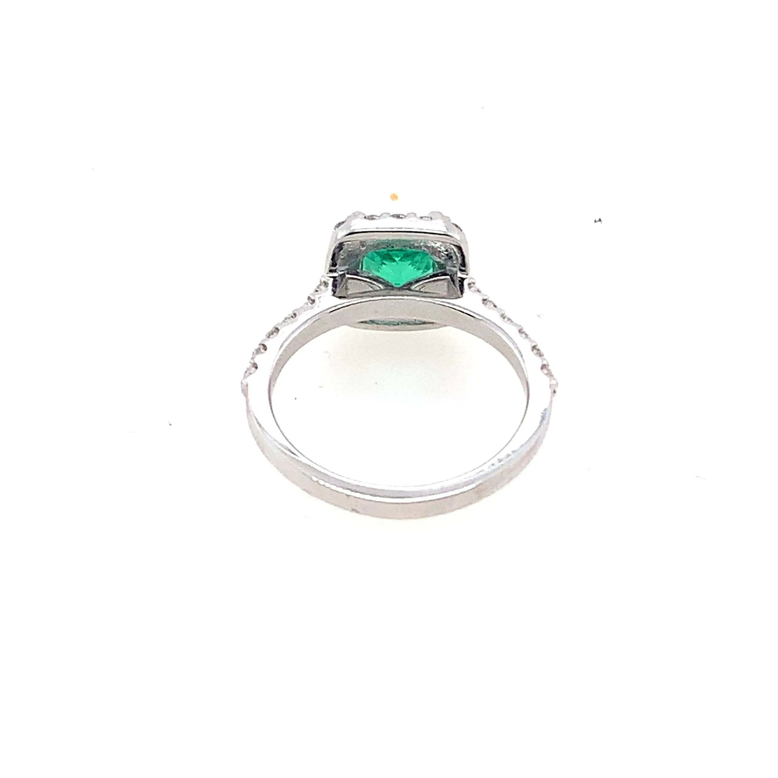 Green Emerald & Diamond Halo Ring