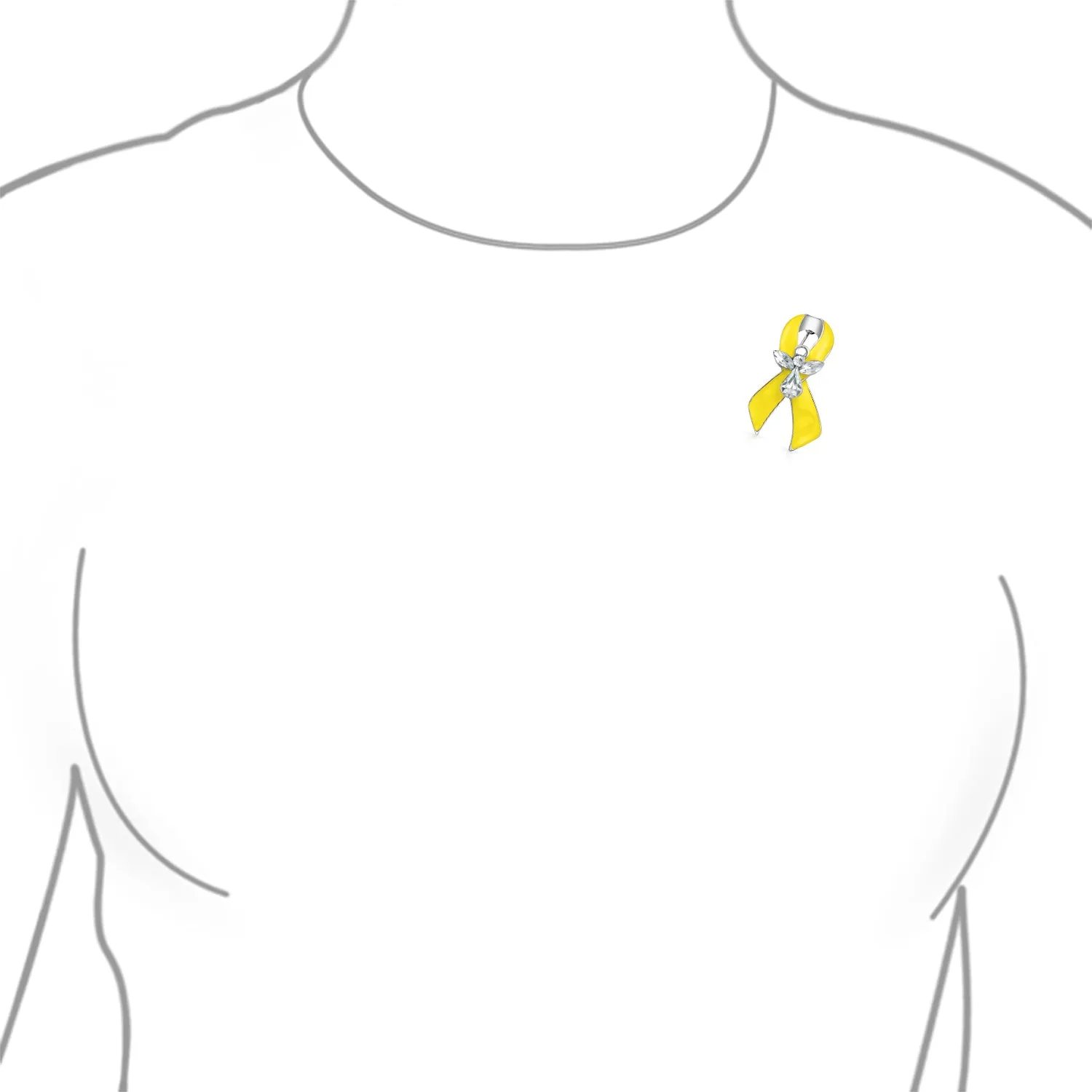 Guardian Angel Cancer Awareness Ribbon Brooche Pin - Crystal Enamel Support Symbol