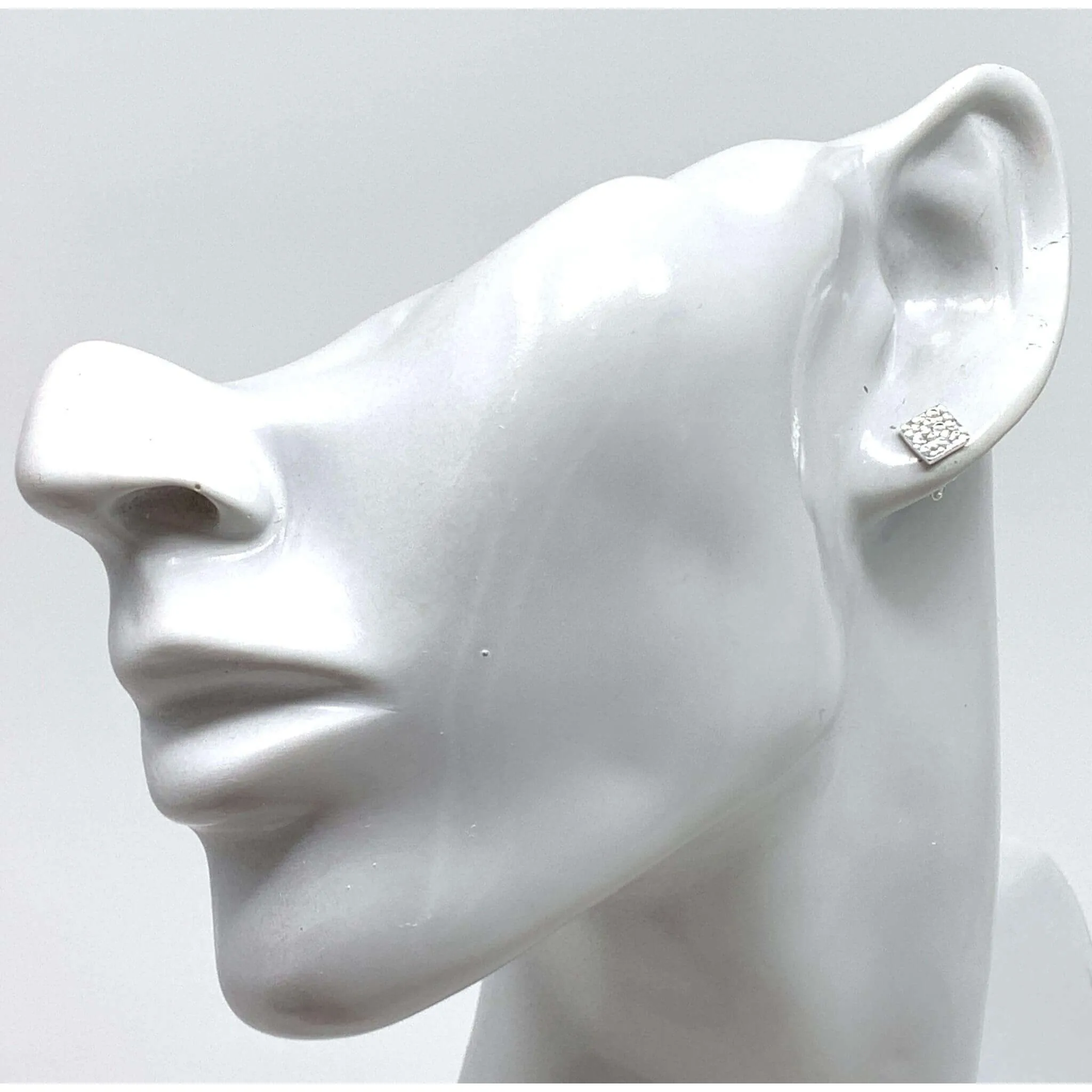 Hammered Sterling Silver Square Stud Earrings