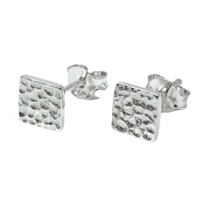 Hammered Sterling Silver Square Stud Earrings