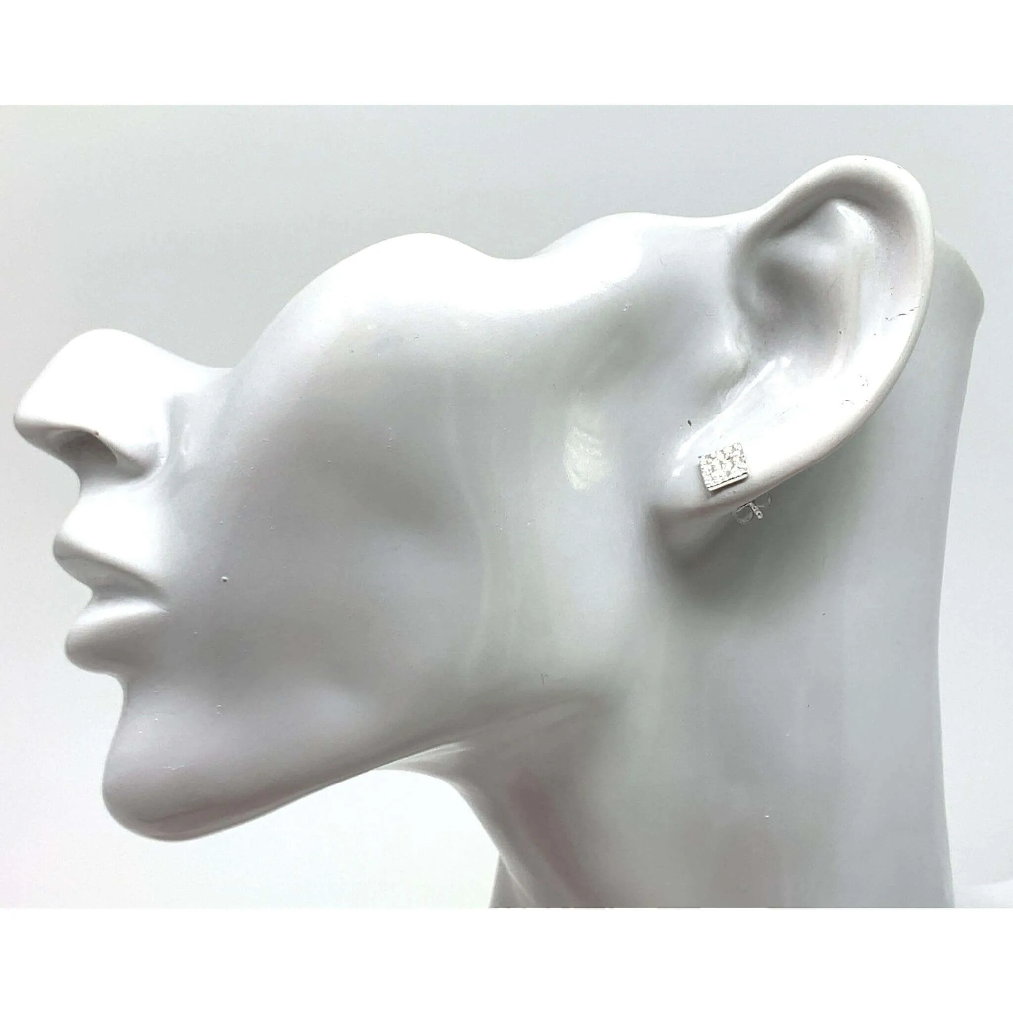Hammered Sterling Silver Square Stud Earrings