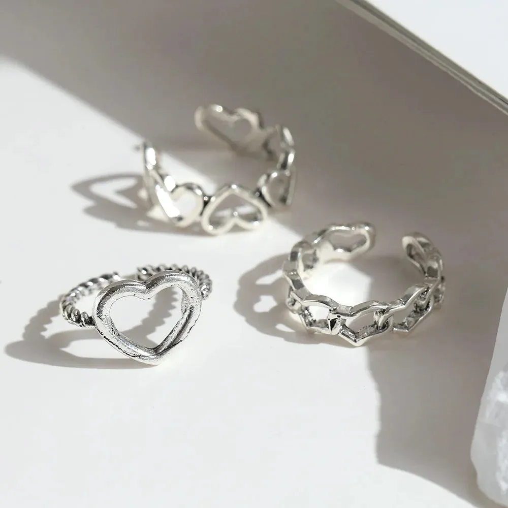 Hand-woven love beaded ring Fashion Women Men Round Ball Bead Adjustable Retro Rings Jewelry