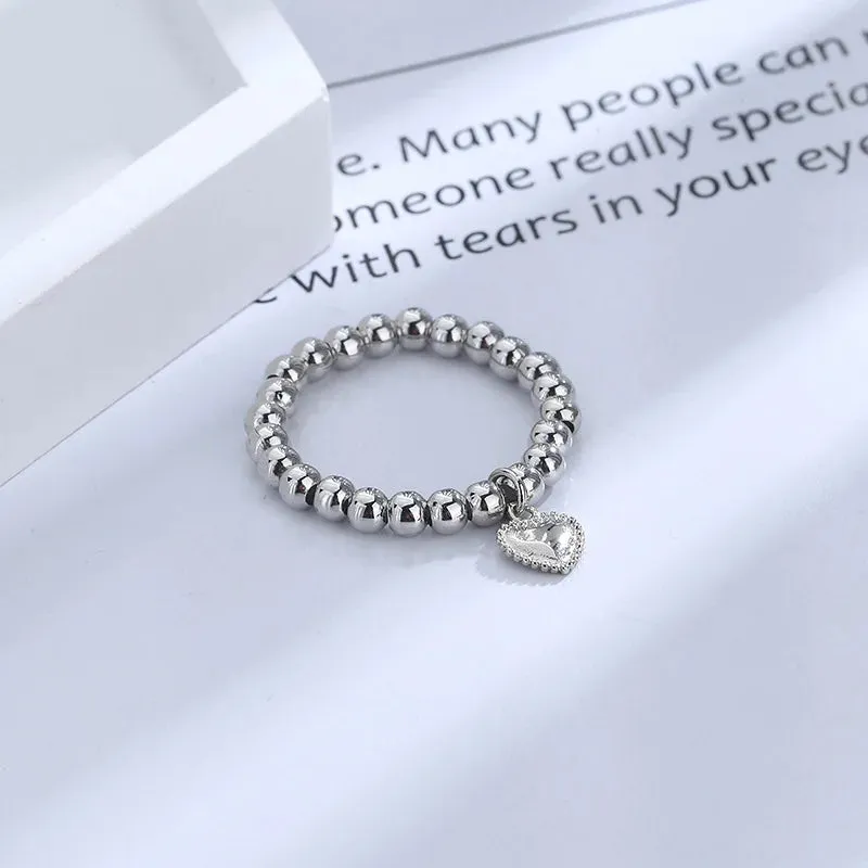 Hand-woven love beaded ring Fashion Women Men Round Ball Bead Adjustable Retro Rings Jewelry