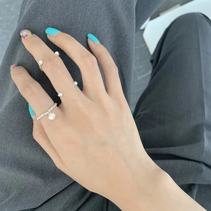 Hand-woven love beaded ring Fashion Women Men Round Ball Bead Adjustable Retro Rings Jewelry