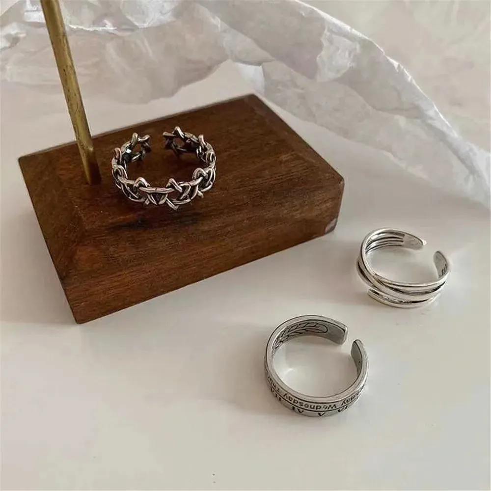 Hand-woven love beaded ring Fashion Women Men Round Ball Bead Adjustable Retro Rings Jewelry