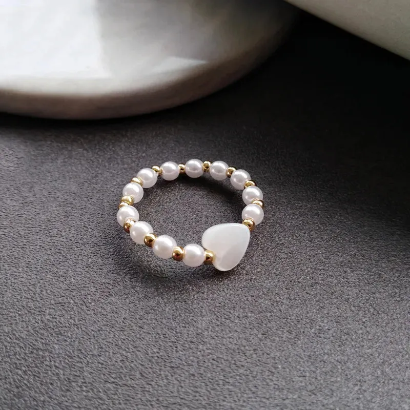 Hand-woven love beaded ring Fashion Women Men Round Ball Bead Adjustable Retro Rings Jewelry
