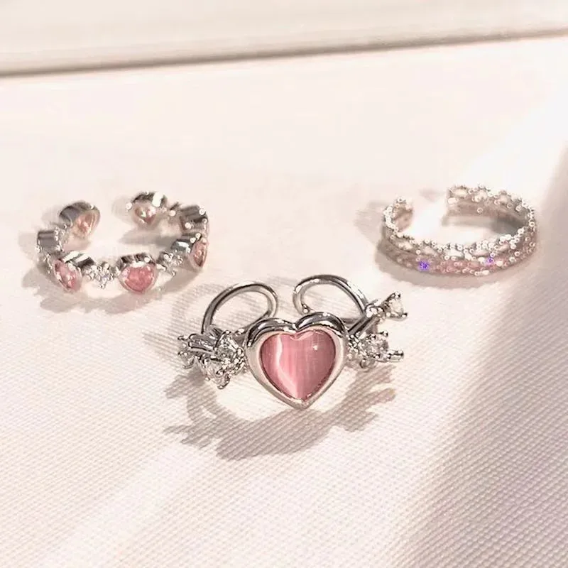 Hand-woven love beaded ring Fashion Women Men Round Ball Bead Adjustable Retro Rings Jewelry