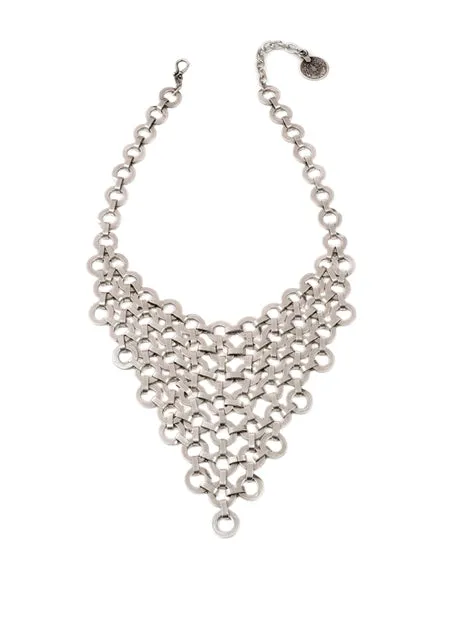 Handmade, Stylish, Pewter Circle V, Bib Style Necklace, Chainmail Style