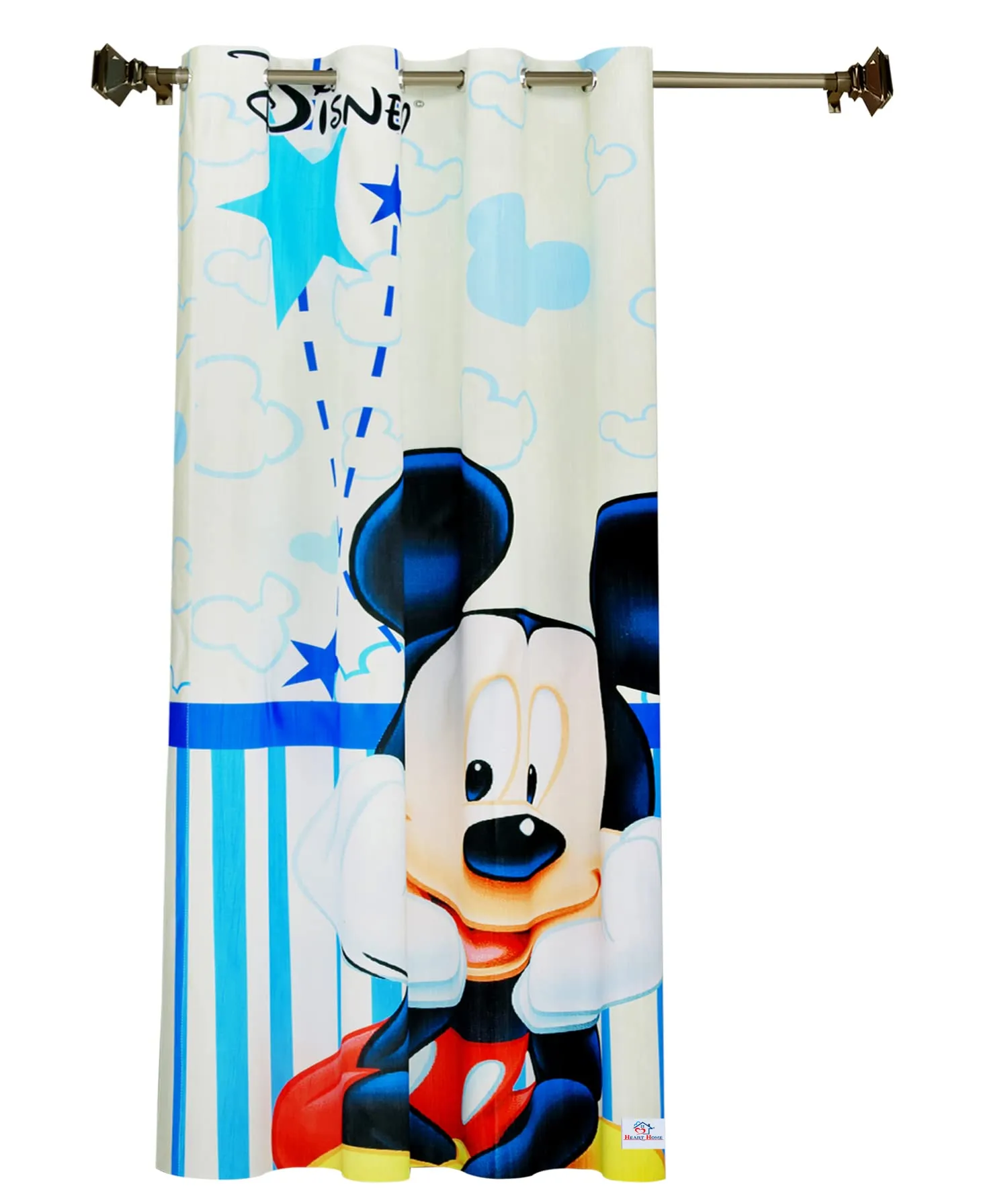 Heart Home Disney Mickey Printed 7 Feet Door Curtain for Living Room, Bed Room, Kids Room with 8 Eyelet (Cream)-HS43HEARTH25601