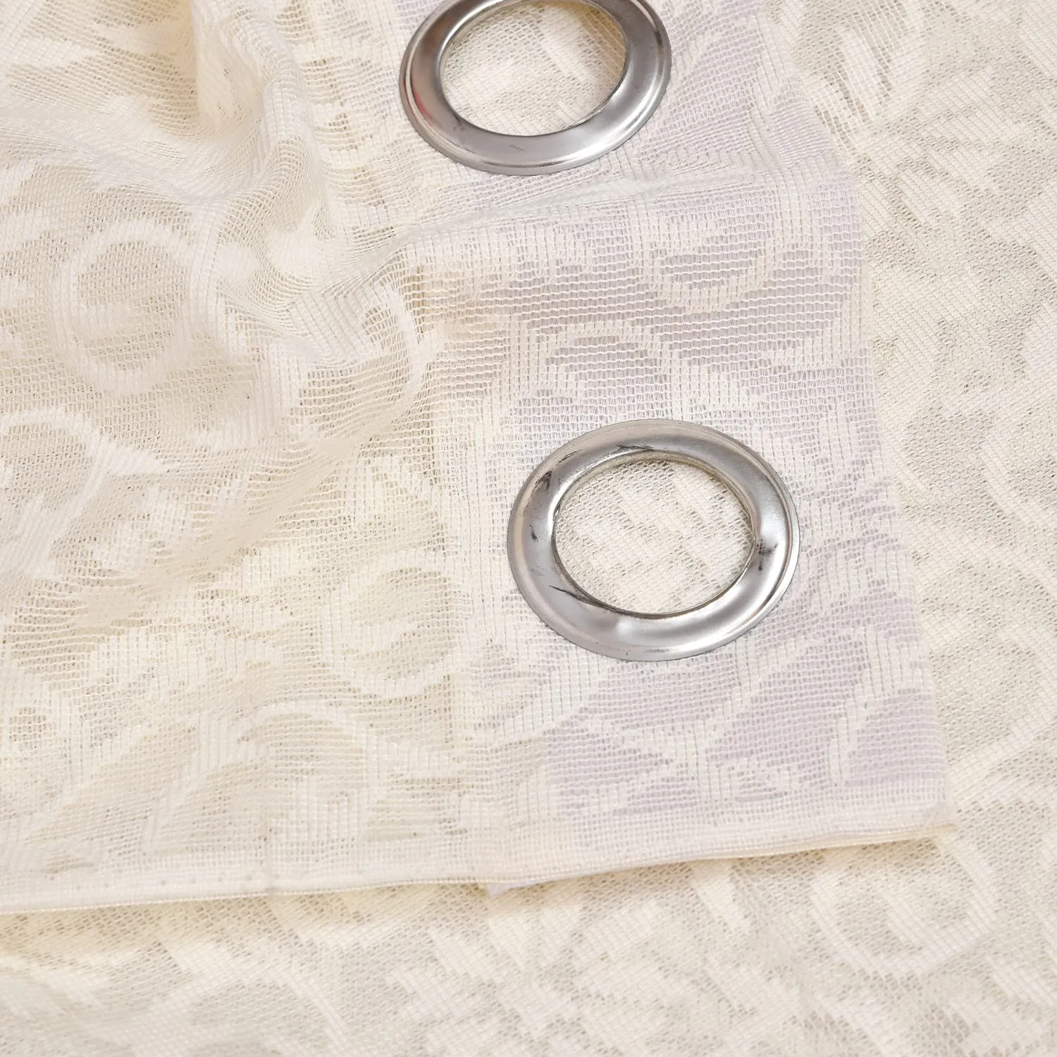 Heart Home Flower Design 7 Feet Door Curtain for Living Room, Bed Room, Kids Room with 8 Eyelet (Cream) 54HH3941.