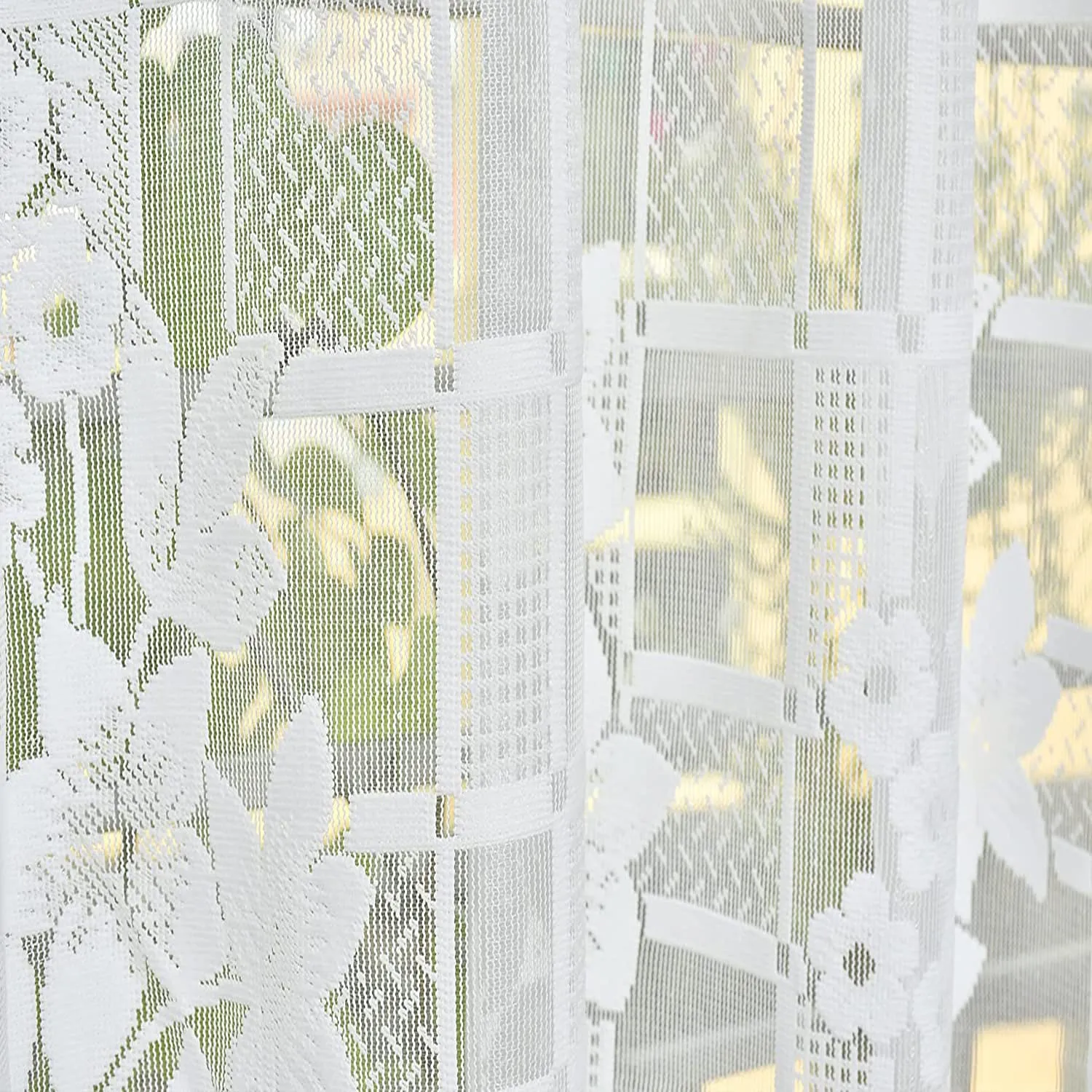 Heart Home Flower Print Home Decor Cotton Door Curtain with 8 Eyeletss, 7 Feet Pack of 2 (White)-50HH01049