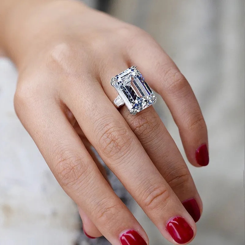 Huitan Luxury Solitaire Big Rectangle CZ for  Women / Wedding, Engagement ring.