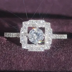 Huitan Modern Geometric Shape Cubic Zirconia Rings Luxury Wedding Accessories for Women Fashion Engagement Bands Jewelry 2023