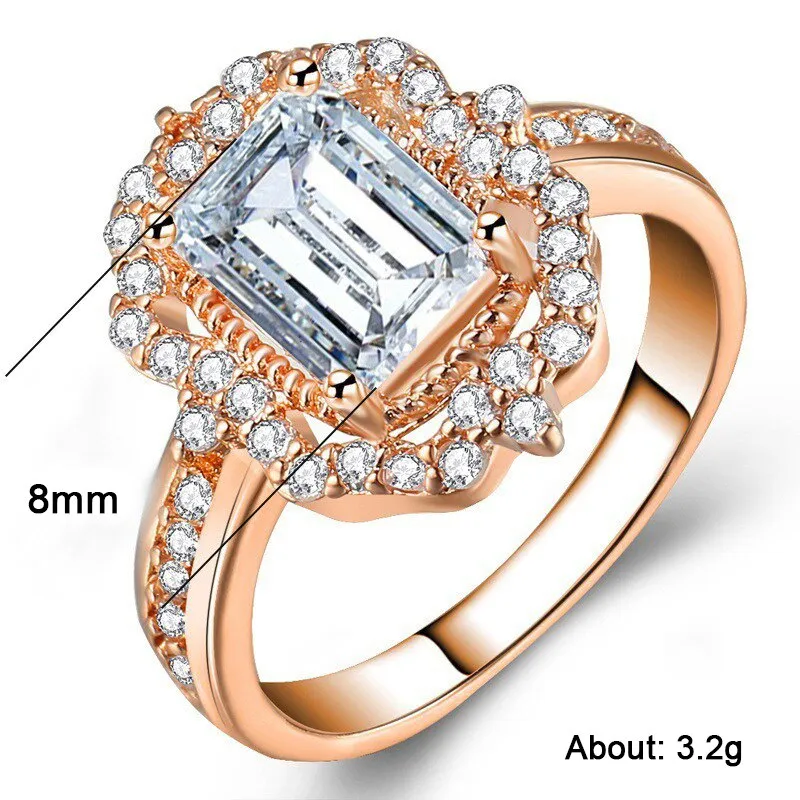 Huitan Romantic Rose Gold Color Rings Women Fashion Finger-ring Accessories for Party Good Quality New Statement Jewelry Gift