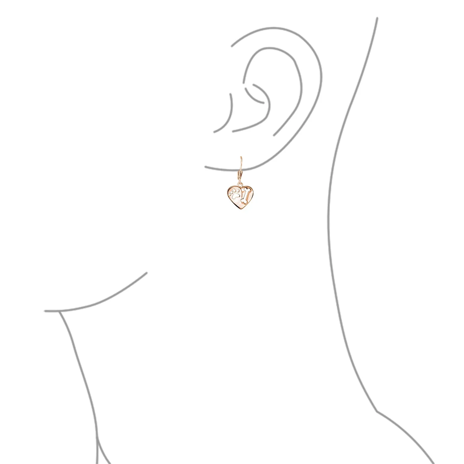 I Love My Dog Heart Dangle Earrings 14K Gold & Sterling Silver Pet Lover Gift