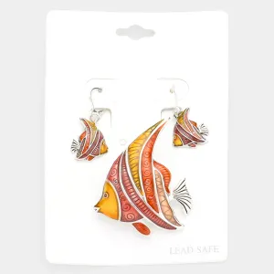 iLLASPARKZ Enamel Tropical Fish Magnetic Pendant / Pin Brooch Set