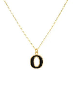 Initial Enamel Necklace Gold O