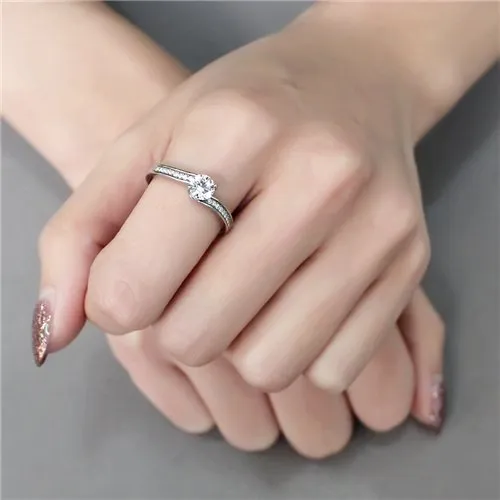 Jewellery Kingdom Ladies Solitaire Accents 1.25 Carat Stainless Steel Engagement Ring (Silver)