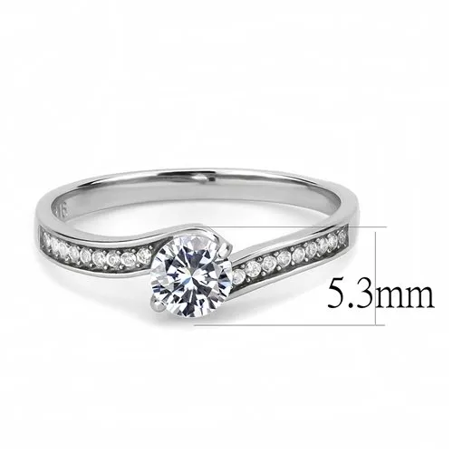 Jewellery Kingdom Ladies Solitaire Accents 1.25 Carat Stainless Steel Engagement Ring (Silver)