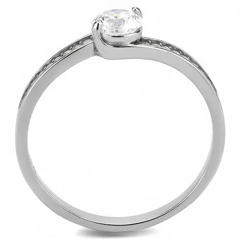 Jewellery Kingdom Ladies Solitaire Accents 1.25 Carat Stainless Steel Engagement Ring (Silver)