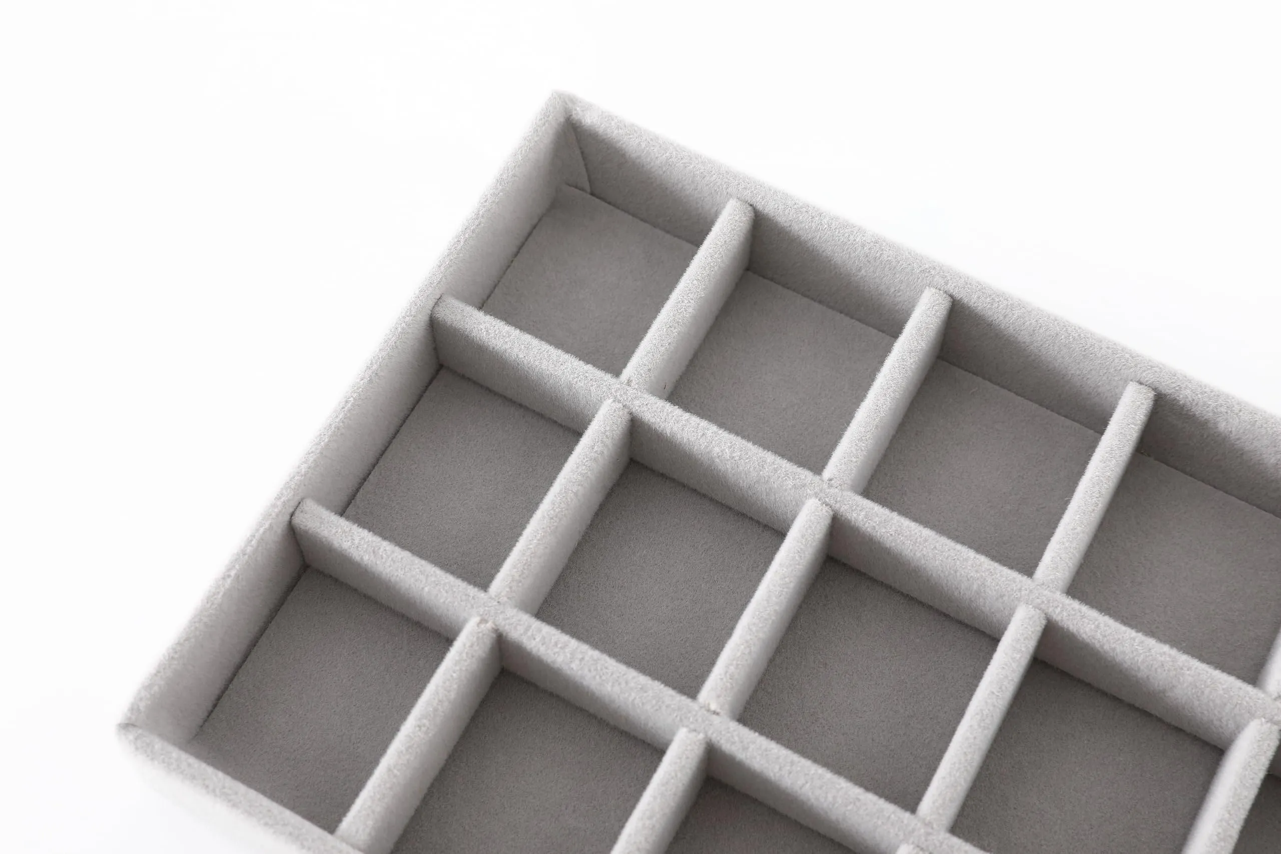 Kuber Industries 24 Pieces Velvet Jewelry Trays Organizer | Jewelry Storage Box | Jewelry Organizer | Showcase Holder Dresser Organizer for Earring Necklace Bracelet Ring | Pack of 6 |YBL4-02 | Grey