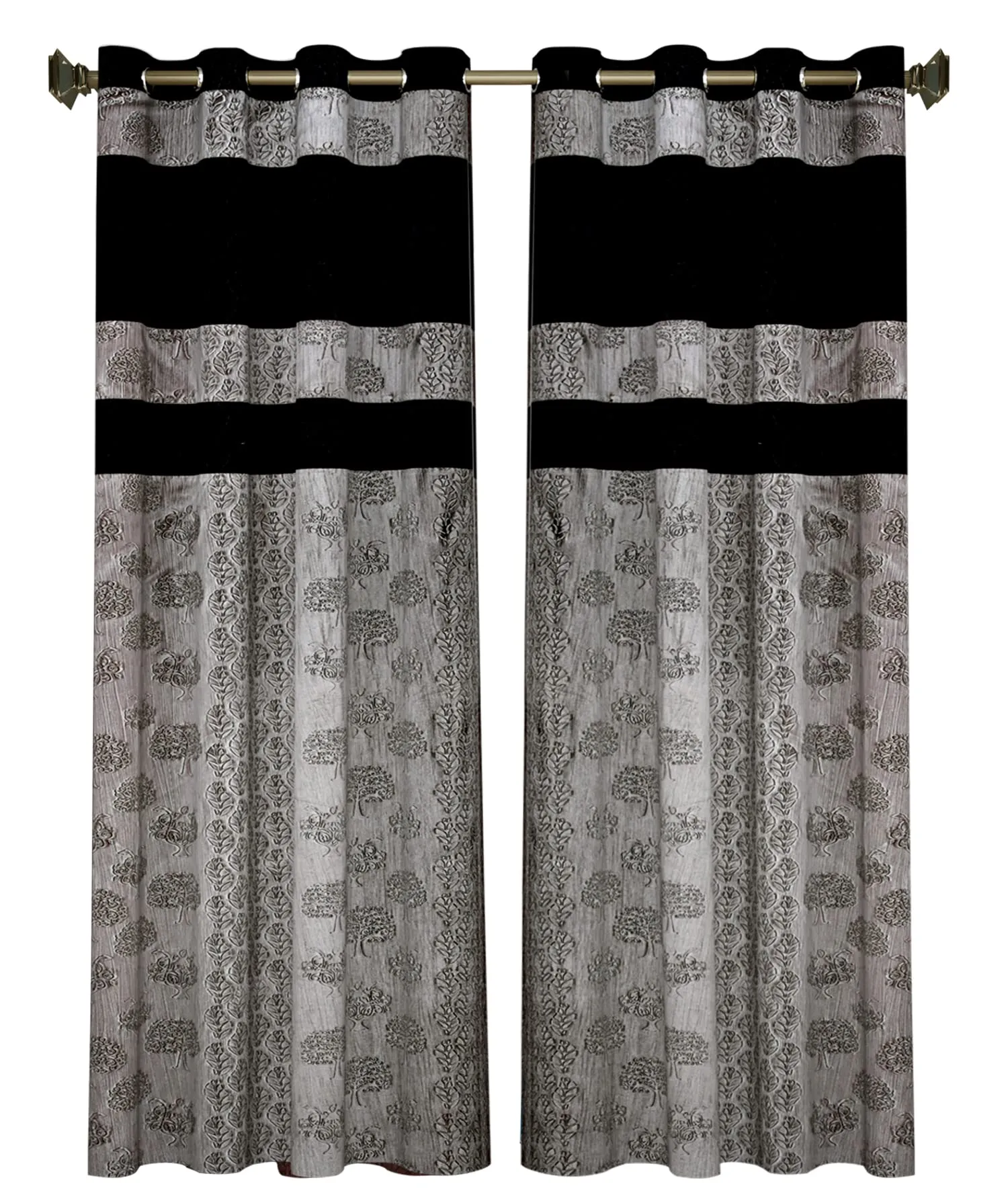 Kuber Industries Forest Printed 7 Feet Door Curtain for Living Room, Bed Room, Kids Room with 8 Eyelet- Pack of 2 (Black & Grey)-HS43KUBMART25611,Standard,HS43KUBMART025611