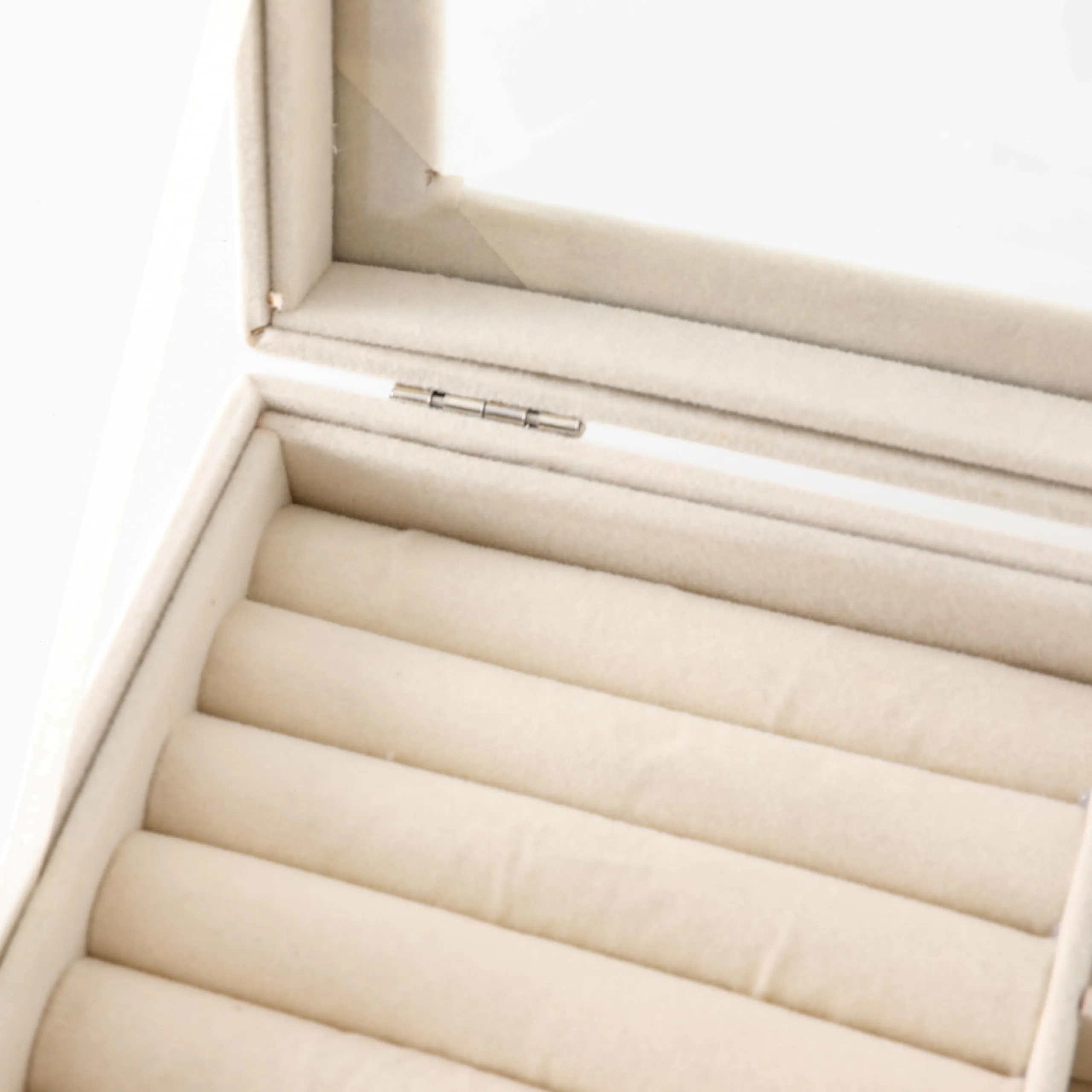 Kuber Industries Pack of 3 Velvet Jewelry Box Organizer | Jewelry Storage Box | Jewelry Organizer | Showcase Holder Dresser Organizer for Earring Necklace Bracelet Ring |YXX-019 | White