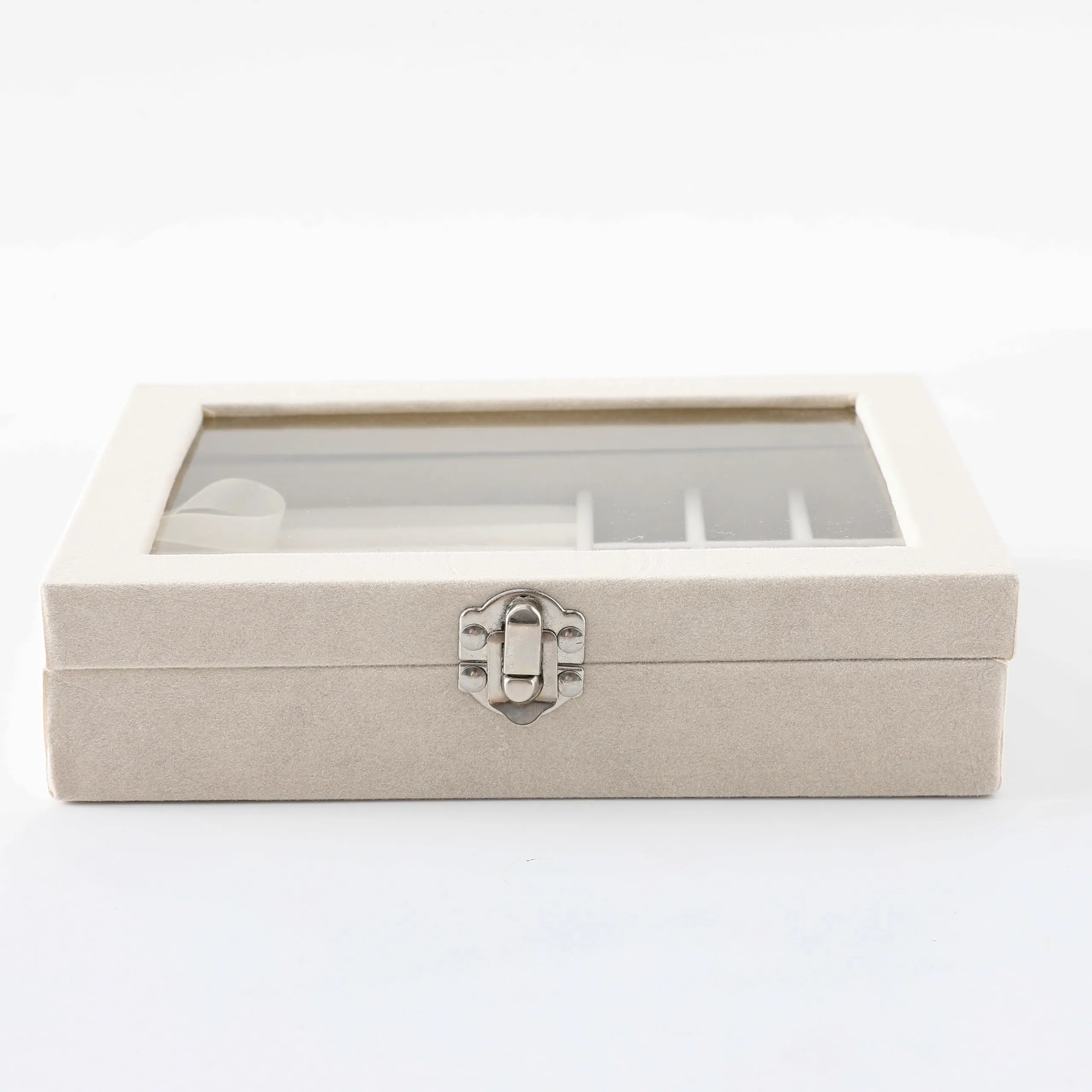 Kuber Industries Pack of 3 Velvet Jewelry Box Organizer | Jewelry Storage Box | Jewelry Organizer | Showcase Holder Dresser Organizer for Earring Necklace Bracelet Ring |YXX-019 | White