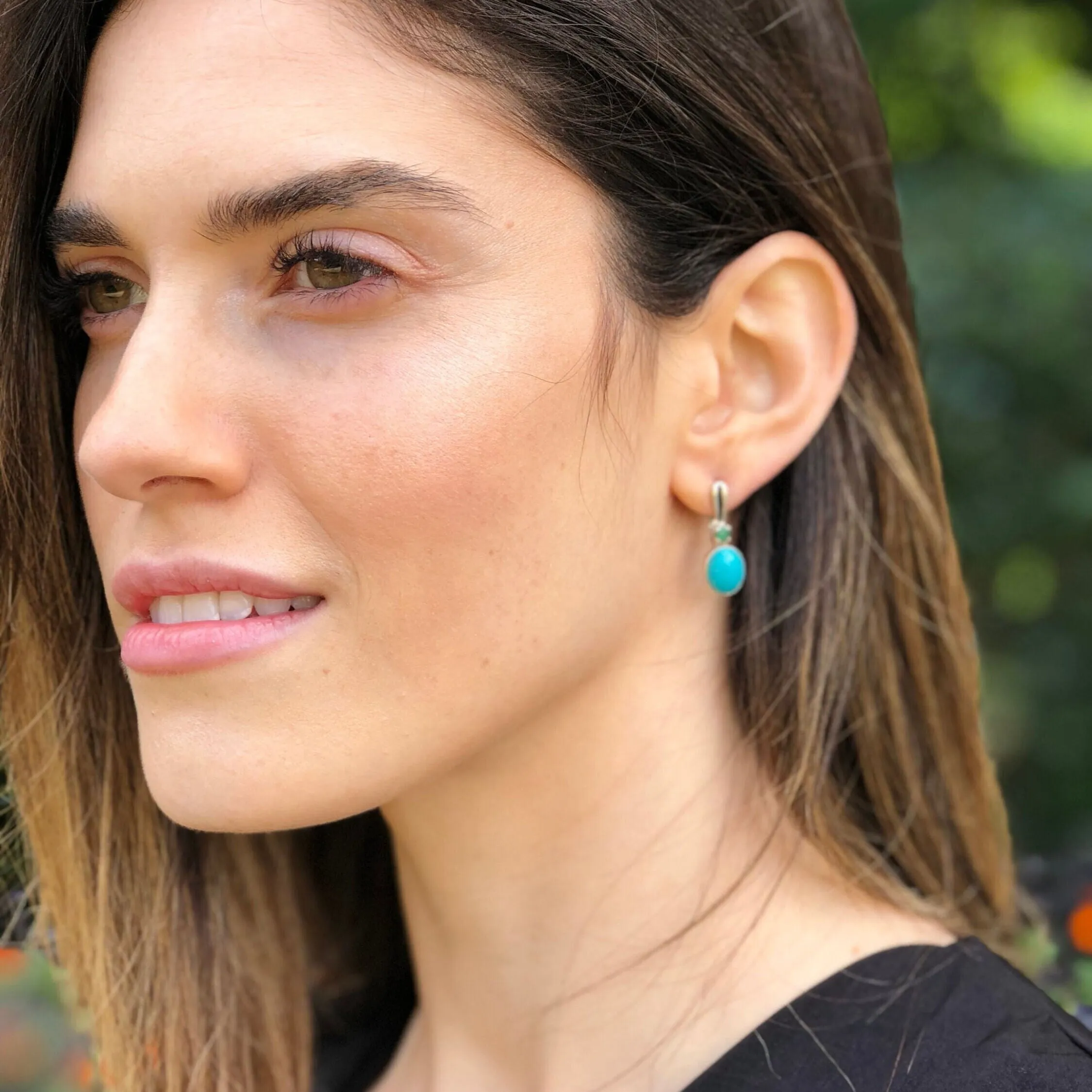 Kyanite Earrings - Blue Drop Earrings - Vintage Oval Earrings