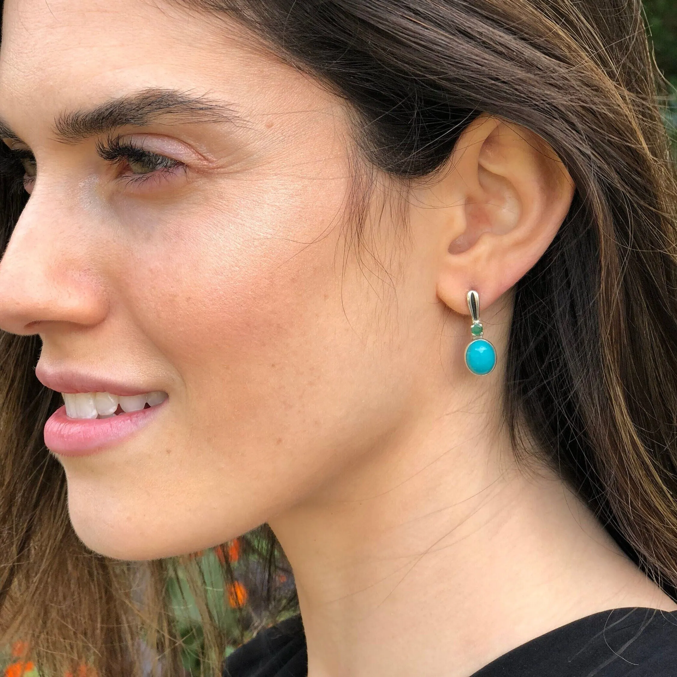 Kyanite Earrings - Blue Drop Earrings - Vintage Oval Earrings