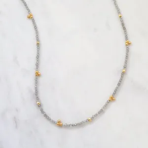 Labradorite Tiny Gold Ball Charms Necklace