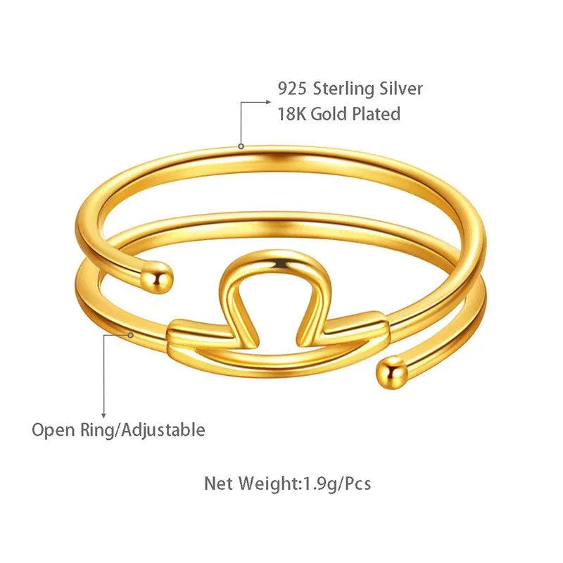 Libra Rings Zodiac Sign Jewelry Women Girls Birthday Gifts 925 Sterling Silver