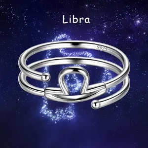 Libra Rings Zodiac Sign Jewelry Women Girls Birthday Gifts 925 Sterling Silver