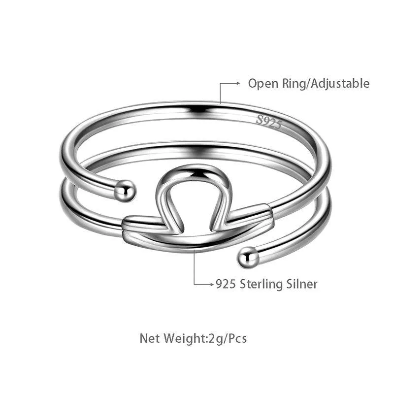 Libra Rings Zodiac Sign Jewelry Women Girls Birthday Gifts 925 Sterling Silver