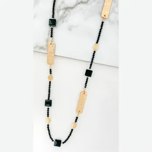 Long Black Crystal Necklace