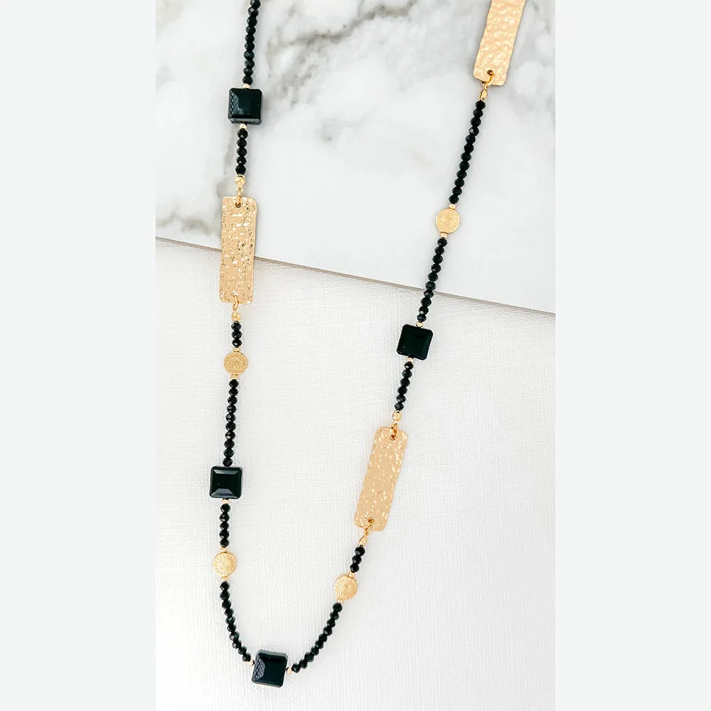 Long Black Crystal Necklace