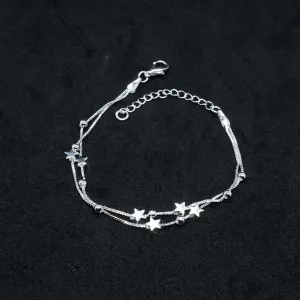 Lucia X - Sterling Silver Tiny Little Twinkle Stars Charm Bracelet, Anklet or Necklace - Adjustable - Sweet, Cute and Whimsical jewellery