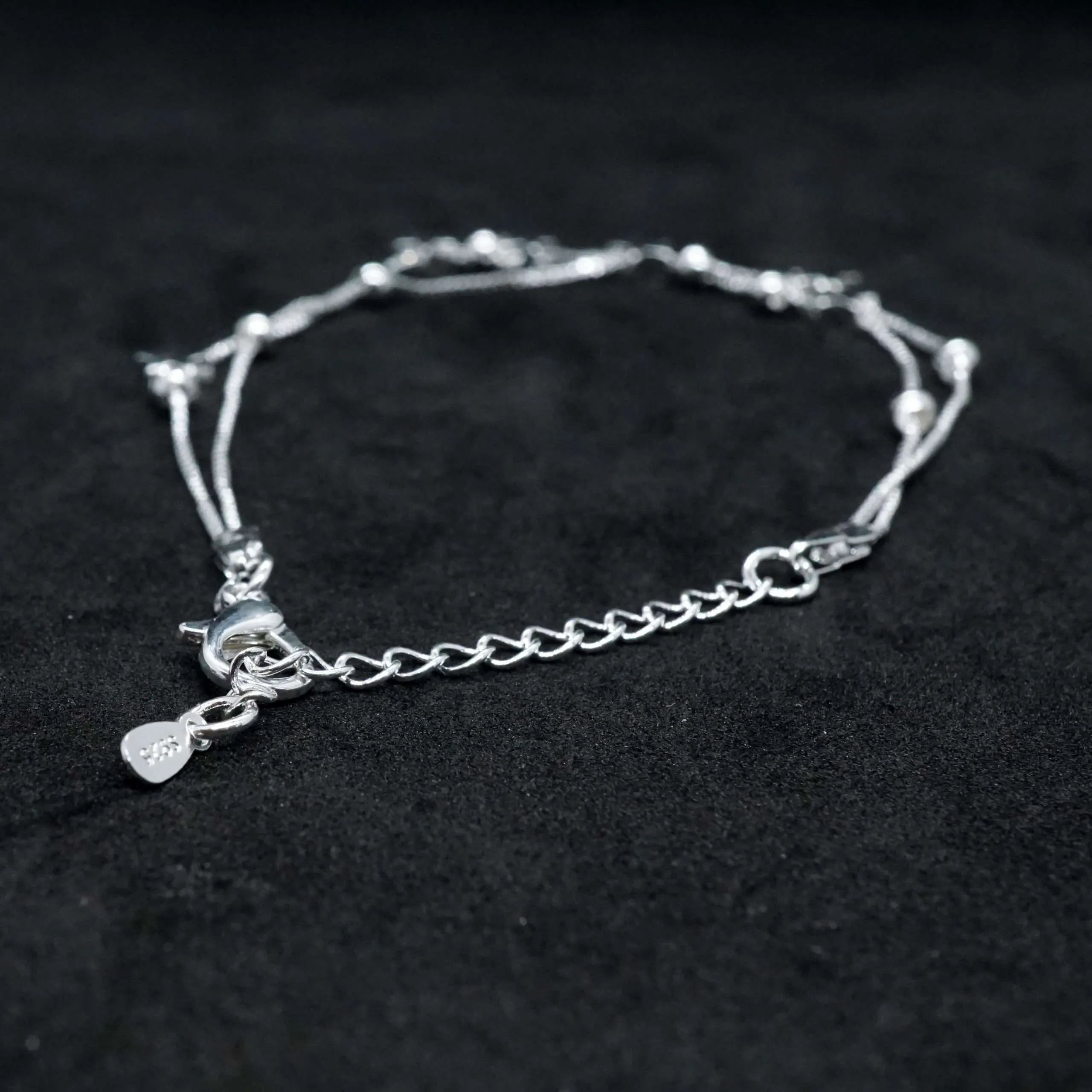 Lucia X - Sterling Silver Tiny Little Twinkle Stars Charm Bracelet, Anklet or Necklace - Adjustable - Sweet, Cute and Whimsical jewellery